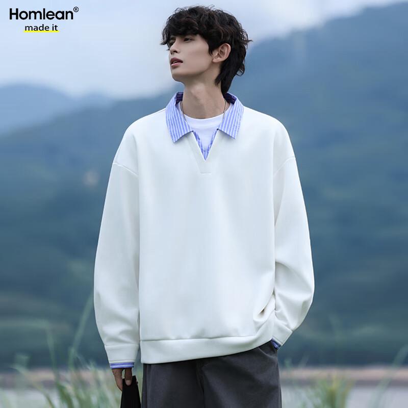 

Homlean Men s Faux Two-Piece Polo Collar Sweatshirt 3XL