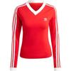 Originals Classic V-Neck Sports Ribbed Long Sleeve Shirt Women Tops Red IY7248