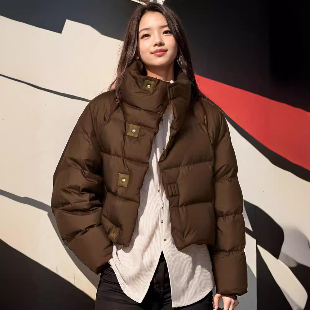 New Winter Women's Coffee Cotton-padded Jacket Coat Short Korean Version of Thick Bread Coat Cotton-padded Cotton-padded Jacket