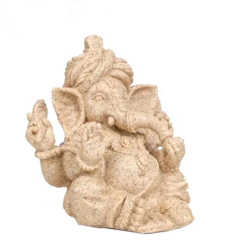 Sandstone Ganesha Statue Hand Carved Elephant God Sculpture Indian Divine Blessing Decor Yoga Meditation Altar Centerpiece