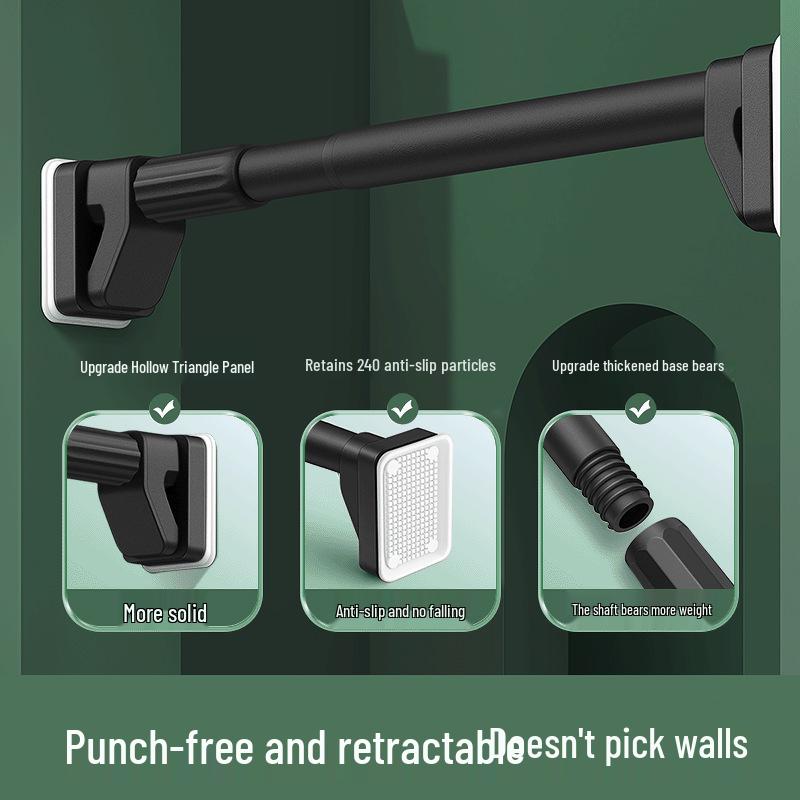 

Punch-Free Telescopic Clothes Drying and Hanging Rod, Stainless Steel Curtain Support 0.75-1.2m