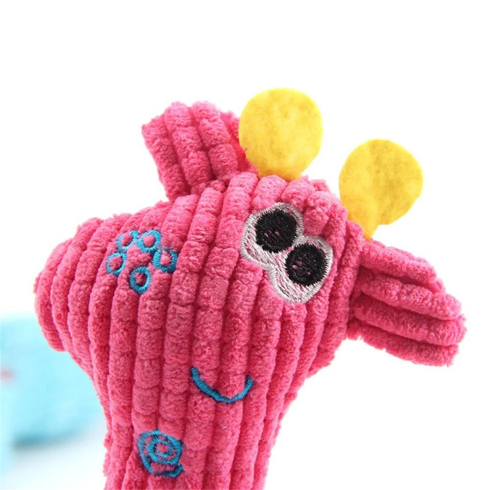 Pet Plush Toy Giraffe Shape Corduroy Dog Squeaky Toys Cotton Rope Puppy Cleaning Teeth Chew Toy Training Dog Accessories