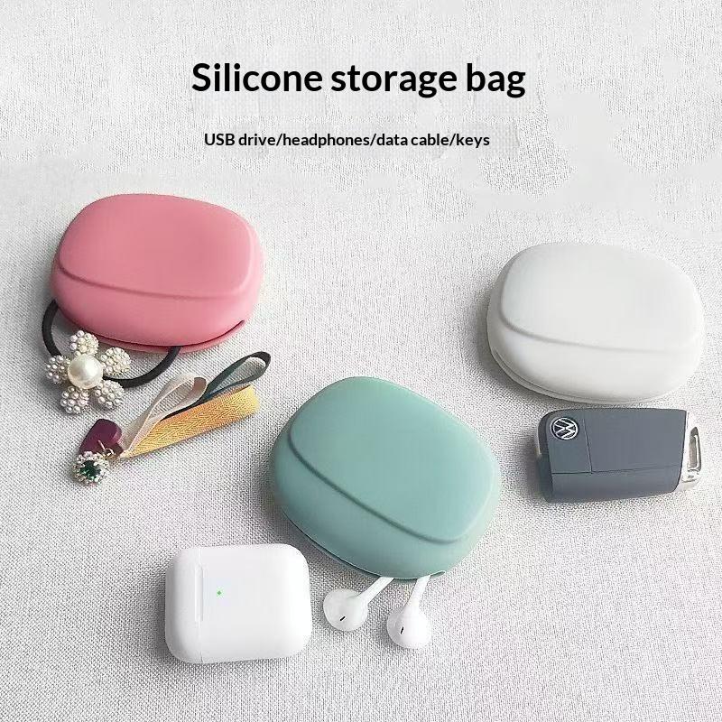 3 Pcs Silicone Earphone Data Cable Storage Box Mini Key Box Lipstick Mini Storage Bag For Earphones