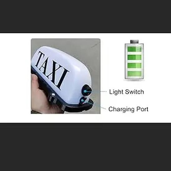 USB Rechargeable Battery Taxi Sign Light,Roof Taxi Sign with Magnetic Waterproof Taxi Cab Roof Top Illuminated Sign