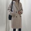 Damen Herbst Winter Mantel Zweireihig Einfarbig Knöpfe Langarm Dickes Revers