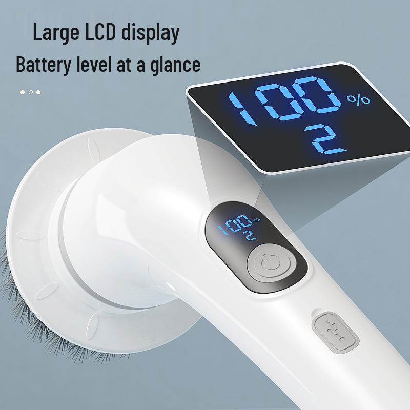 Electric Multi-functional Cleaning Brush with LCD & Retractable Handle for Fish Tanks, Kitchens, and Bathrooms