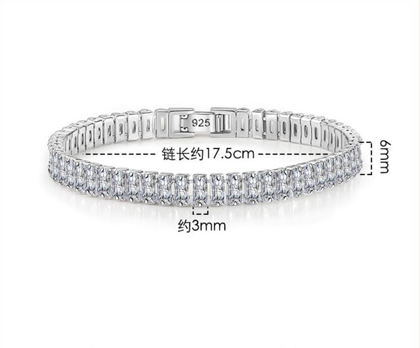 925 Sterling Silver Elegant Charm Bracelets Chain Beautiful Crystal Stone Drop Jewelry Fashion for Women Wedding Lady Cute