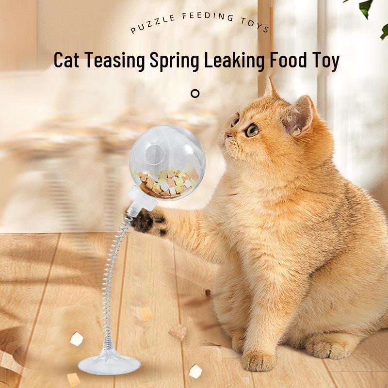 Cat Wobble Feeder Suction Cup Toy: Self-Entertainment Spring Tease Stick with Decompression for Pets
