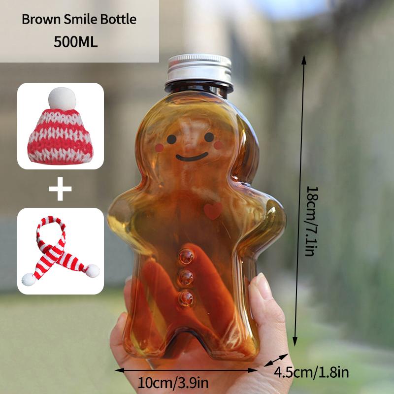 Christmas Milk Tea Cup Cute Gingerbread Man Water Bottle Snowman Tea Juice Jar Candy Plastic Kettle Xmas Navidad  Decoration