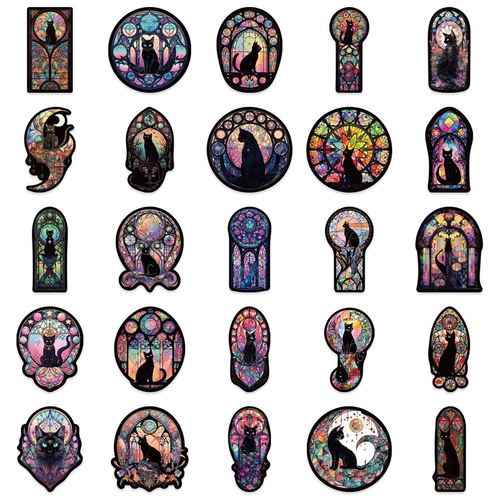 50 BUC Autocolante Gotice Negru Închis Pisică Lună Cool Halloween Tarot Decalcomanii Goth DIY Album Foto Sticlă Telefon Bagaj Mașină Autocolant