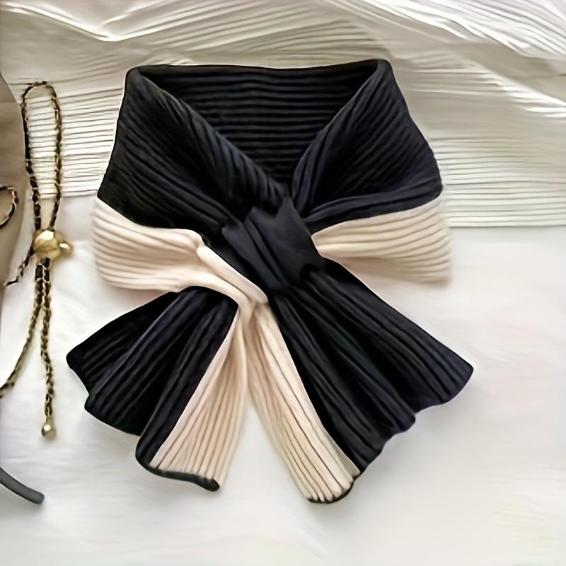 Bufandas elegantes y cálidas para hombres y mujeres en invierno, diseño de cuello perezoso con punto cruzado, colores de retazos