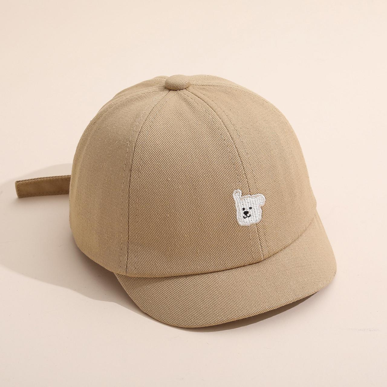 Милая мультяшная вышитая детская бейсболка однотонная с коротким козырьком солнцезащитная кепка для мальчиков девочек детей хаки