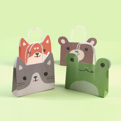Sacolas de Presente Festa Safari Sacolas de Papel Favorito Animais da Selva Desenho Fofo com Alças Sacola para Doces e Guloseimas para Aniversário Infantil Chá de Bebê