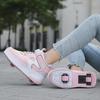 Children's Double Wheel Button Running Shoes with Hidden Skates