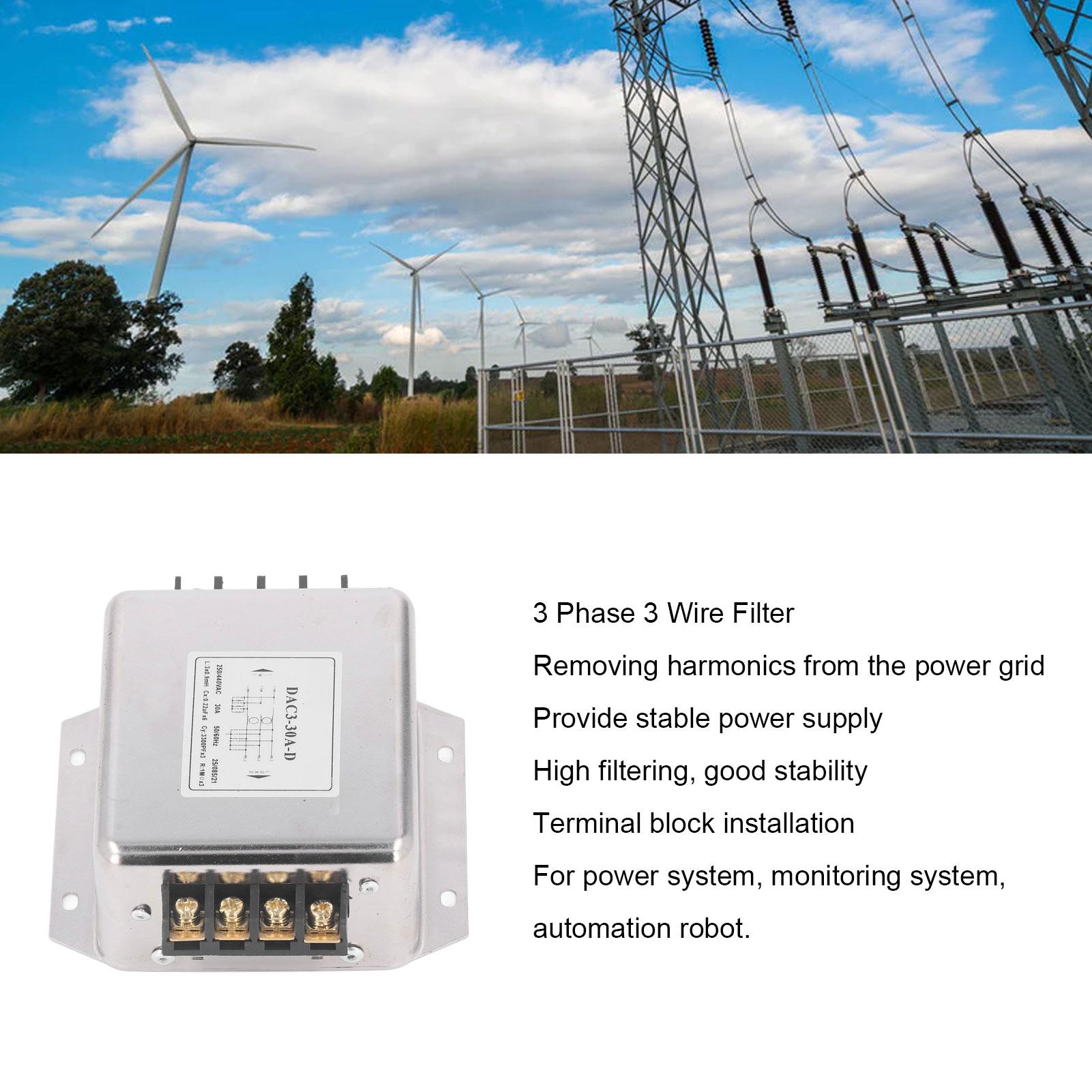 

3-фазний 3-провідний фільтр Клемна колодка Живлення EMI-фільтр Придушувач шуму Фільтр AC250V 440V 5060Hz