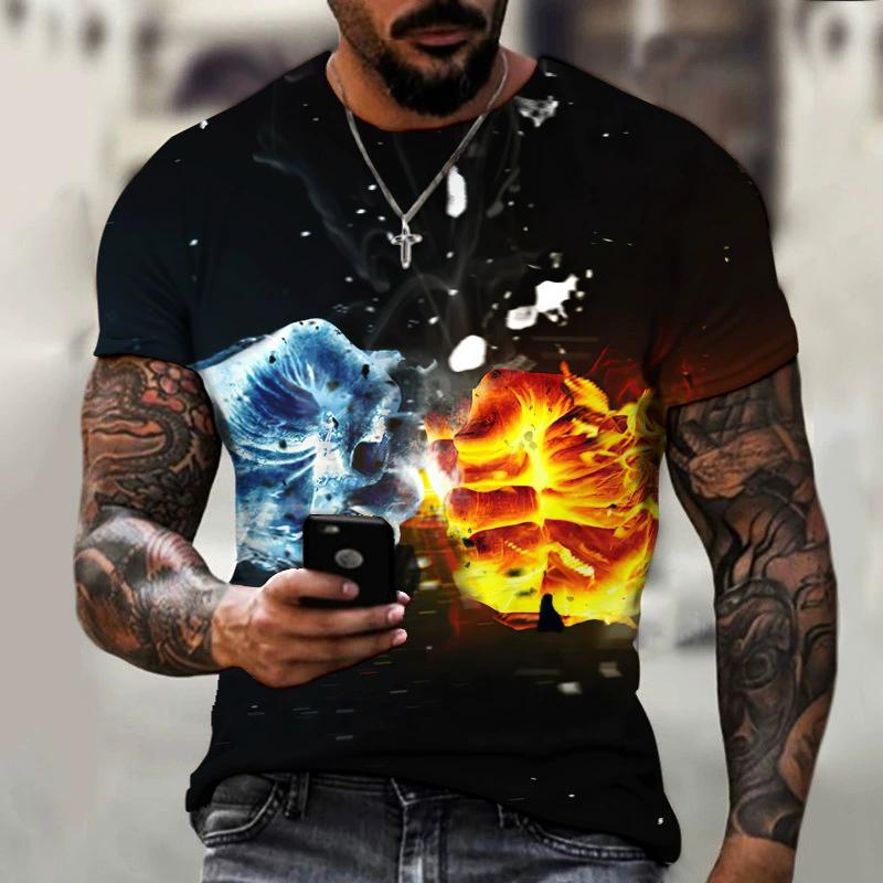 3D Digital Print T-shirt, Teenage Men's Short-sleeve Top, Versatile and Breathable