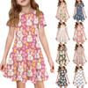Rochie de Vară pentru Fată Culoare & Imprimeu Rochie cu Mânecă Scurtă cu Buzunar Rochie Casual Mânecă Scurtă Rochie de Petrecere Ziua de Paște