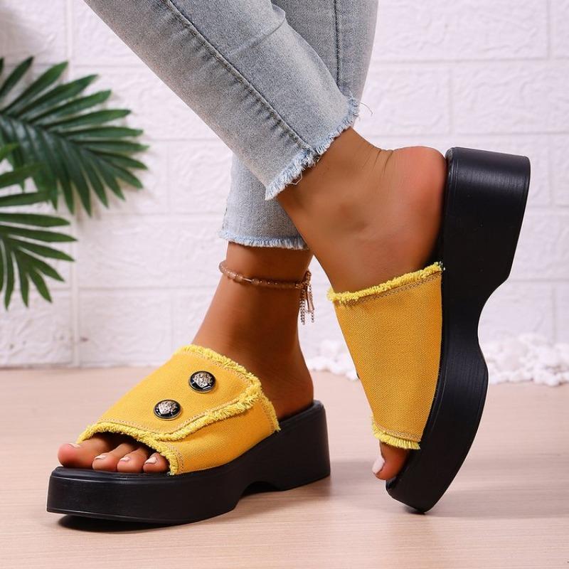 Fashionable New Comfortable Fish Mouth Elegant Flat Shoes Summer Round Toe Sexy Thick Sole Non Slip Casual Women's Slippers