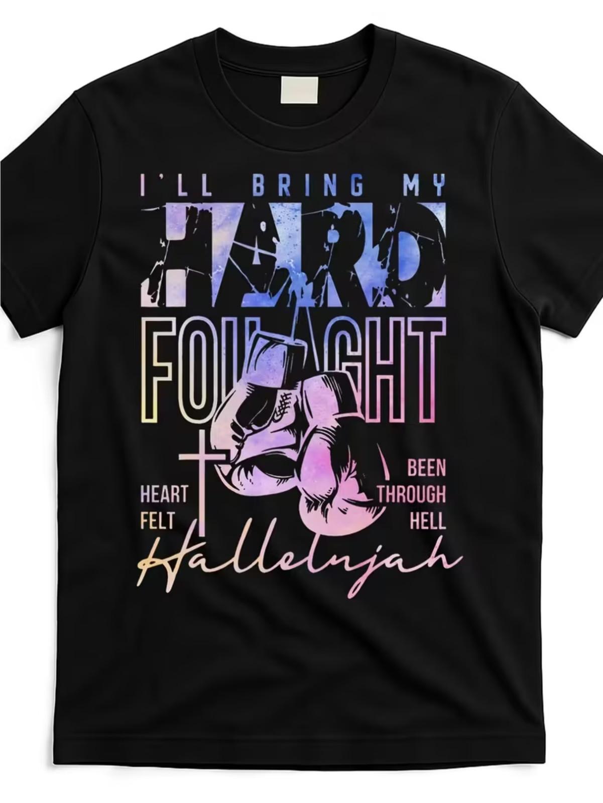 Men s Christian Faith T-Shirt with I ll Bring My Heart & Fight & Been Through XXL