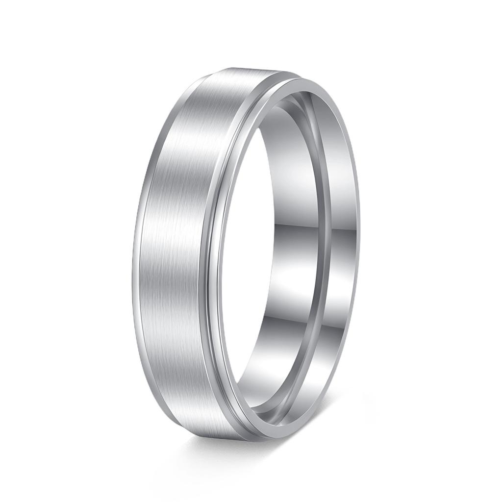European and American Titanium Steel Ring Wide Step Sand Surface Matte Ring