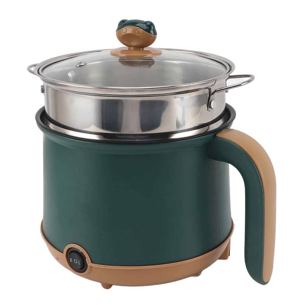 Electric Hot Pot Green 1.8L 600W Cooking Pot with Steam 2 Adjustable Level Anti Stick