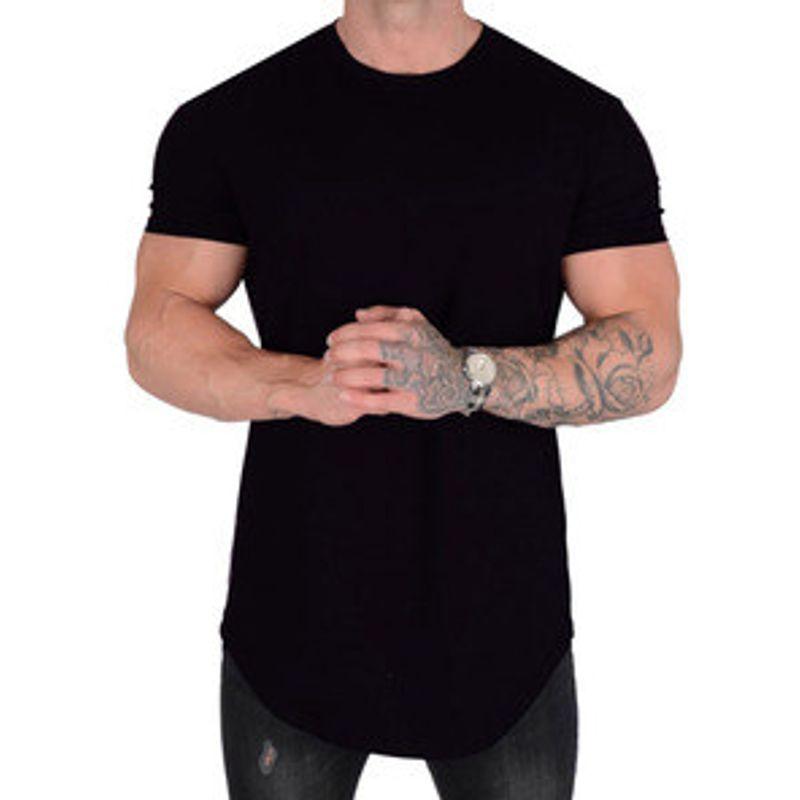 High Street European and American Men's Muscle below the Hip Brother Short Sleeve T-shirt
