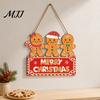 Christmas Photo Background Prop Gingerbread Man Wooden Hanging Sign for Front Door, Merry Holiday Party Ornament Plaque with Lanyard, Wall Decoration