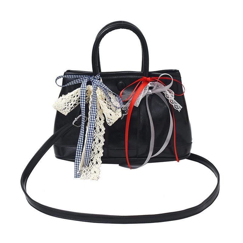 Pu Water Bucket Bag For Women With Bowknot Lace Stylish Handbag For Daily Use