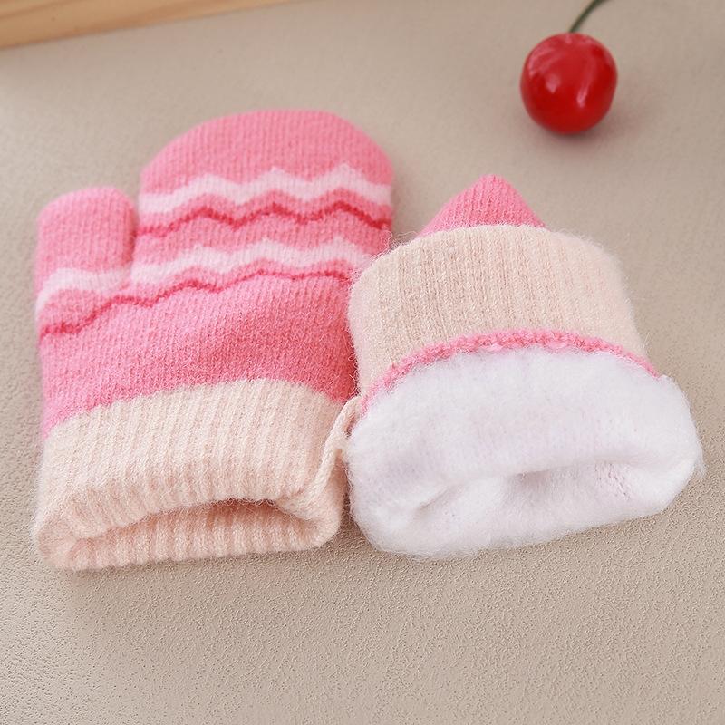 Korean Sweet Heart Children Kids Warm Gloves Winter Windproof Thicken Boys Girls Kids Cycling Mittens Cute Fashion Baby Gloves