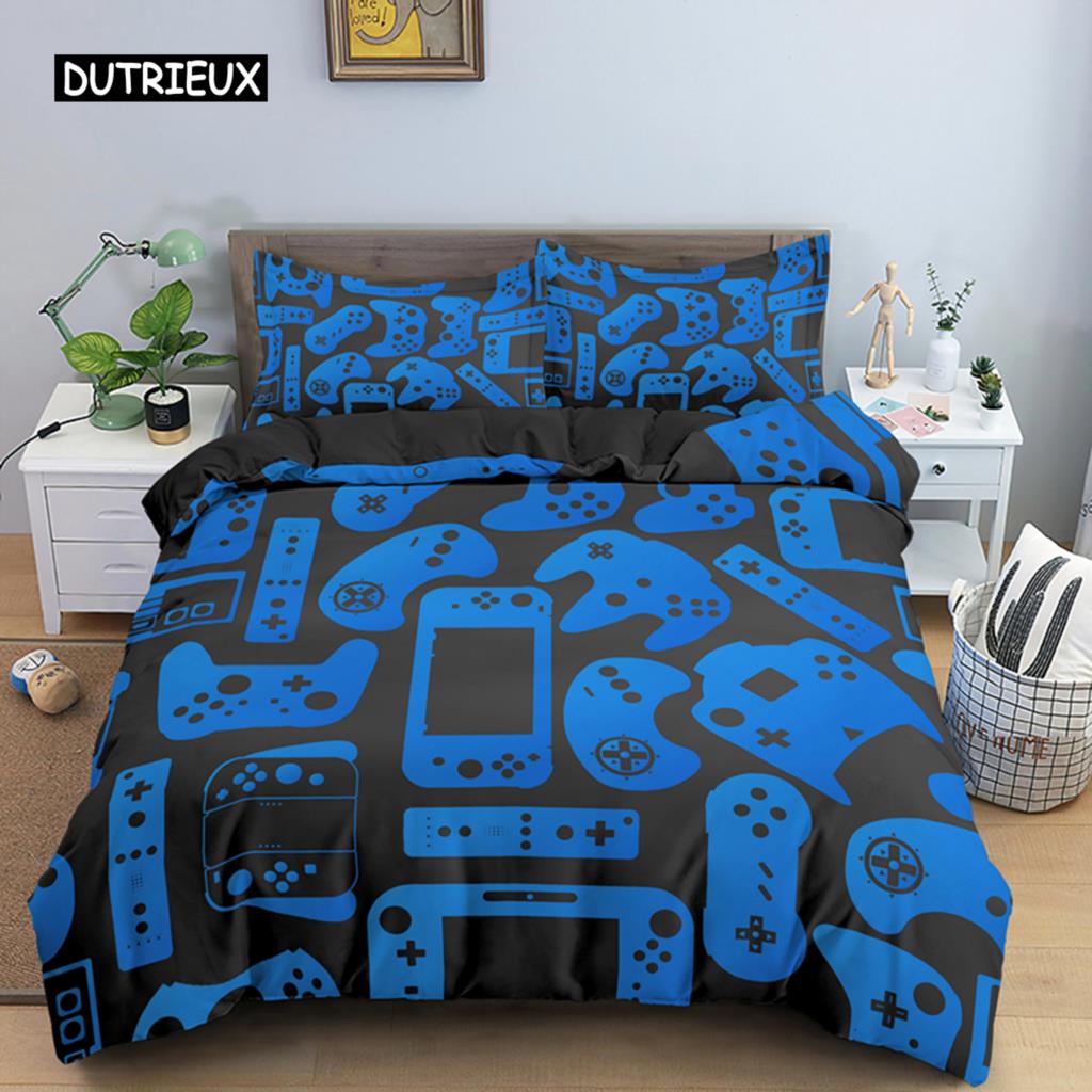 Gamer-Bettwäsche-Set für Jungen, Gamer-Bettdecke, Bettbezug, Gaming-Themen-Schlafzimmerdekor, Einzel- und Kingsize-Polyester-Bettwäsche-Set, Heimtextilien