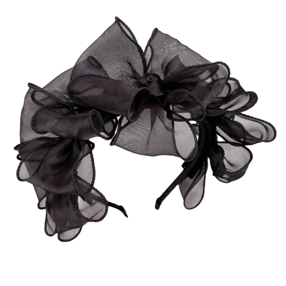 Multi-Layered Sheer Tulle Headband Elegant Hair Hoop Fashionable Big Bow Hairband Washing Face