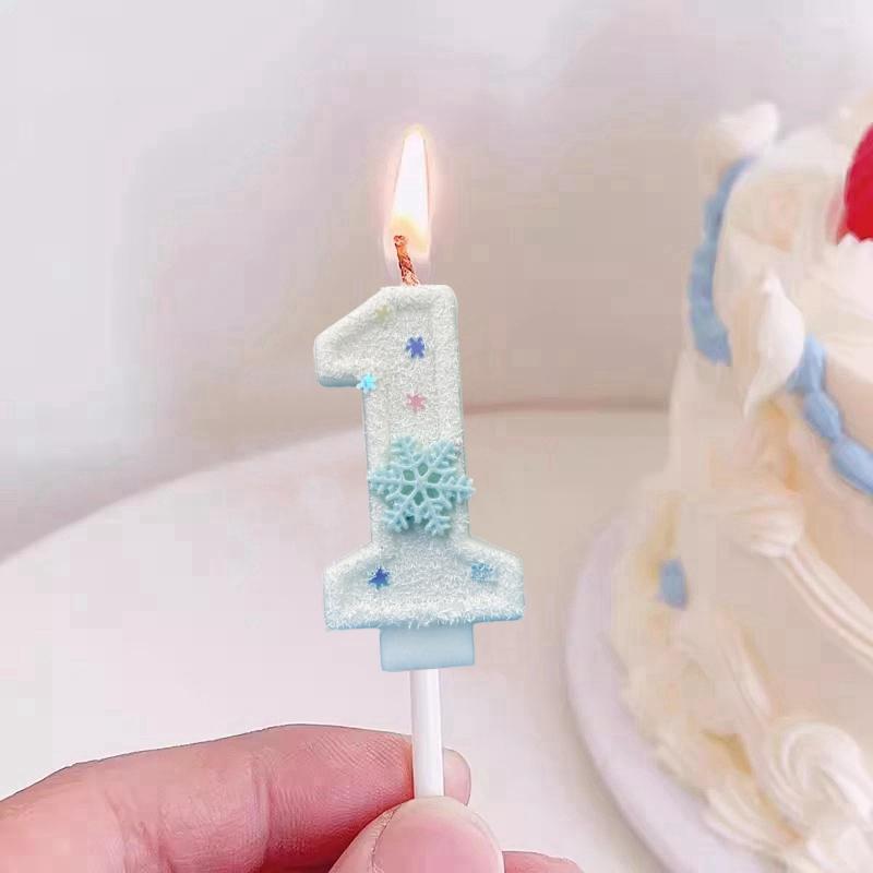 Christmas Birthday Number Candles Snowflake Frozen Digital Candles Number Cake Topper Birthday Party Decor Baby Shower
