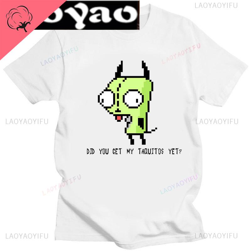 Lustiges Invader Zim Invader Gir Grafik T-Shirt Bild Männer Frauen Baumwolle Camisetas Cartoon Retro Baumwoll-Tees Liebliche Streetwear Oberteile