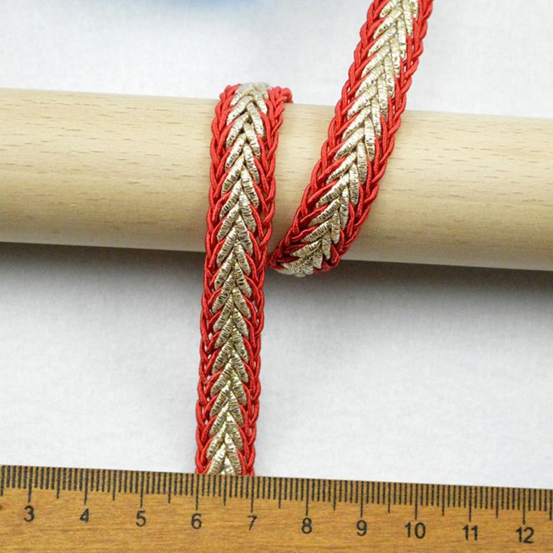 5 meters/16.4ft each pack Braided Lace Trims red gold Ribbons Decorative Fabric Edge for Dress bras Sewing DIY Craft Wedding Garment Embellishment
