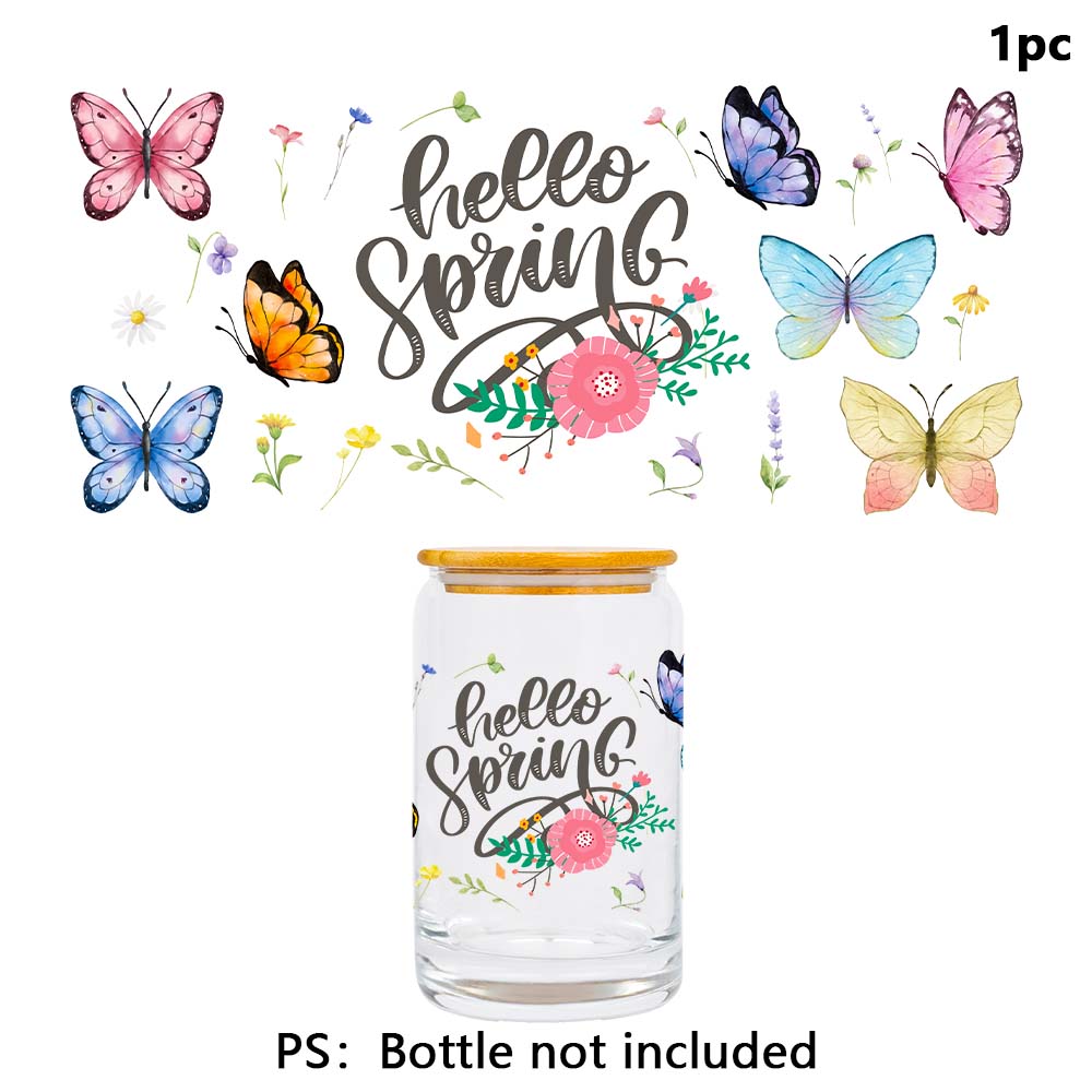 

1pcs Beautiful Butterfly Flower UV DTF Cups Wrap Sticker DIY Label Transfer Sticker For Glass Ceramic Metal Leather decor