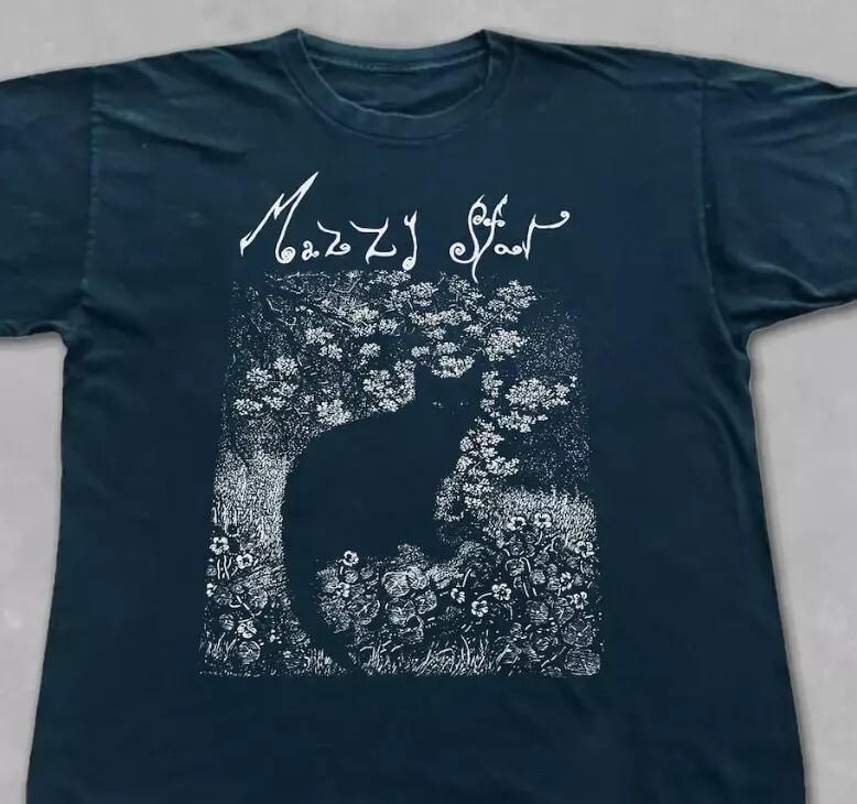 

Reprint 1990 Early Mazzy Star Cat TShirt Basic Black Reprint S5XL Unisex T-Shirt M