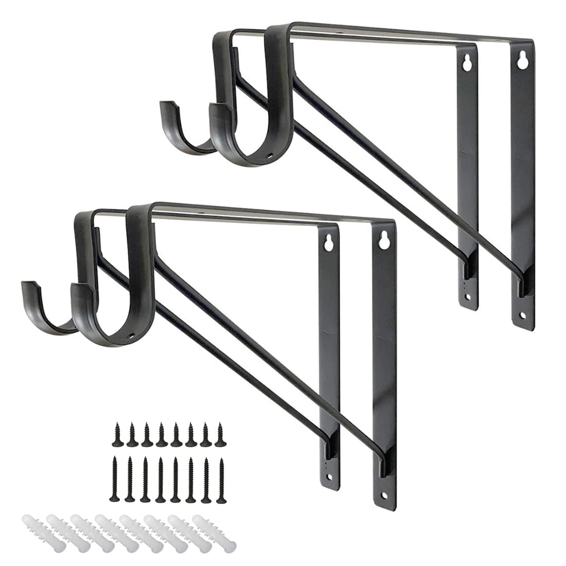 

KKlewu Wall Bracket Hooks, 275*275mm, Iron, Antique Style Shelf Brackets (4, Black)