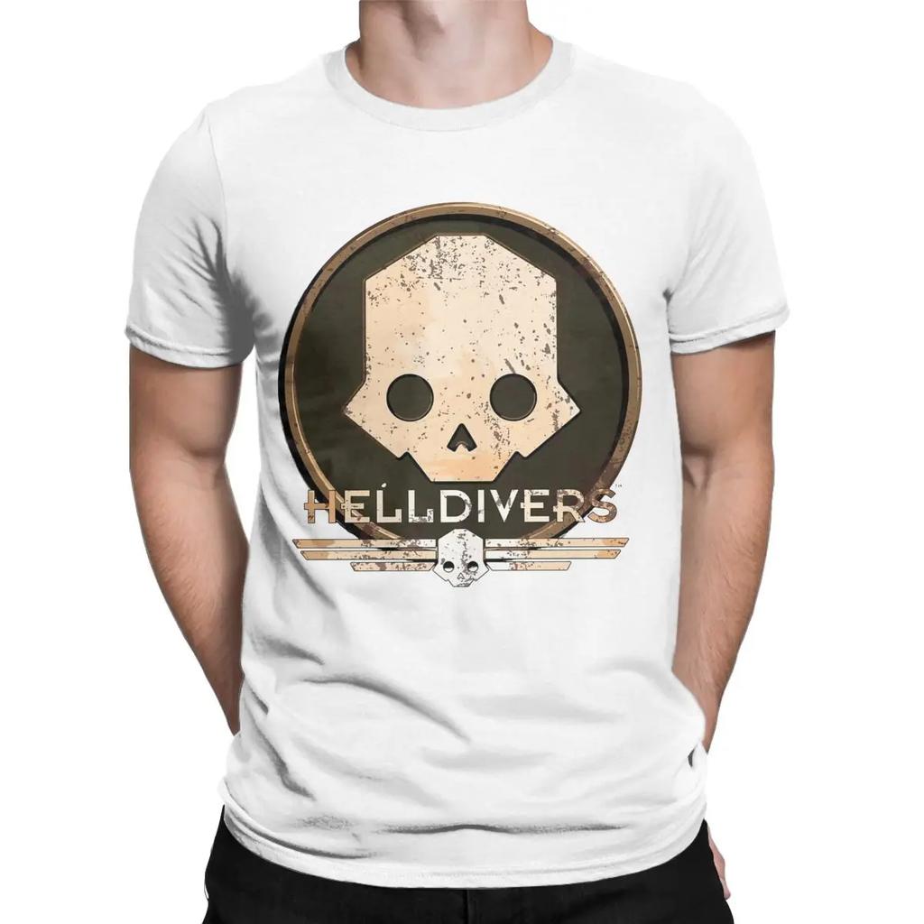 Helldivers Scifi Video Game Men T Shirt Hipster Tees Short Sleeve Crewneck T-Shirt Pure Cotton 4XL  Clothing