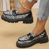 Women's Loafers Fashion Casual Zebra Stripes Loafers Shoes for Women Plus Size New Spring Autumn Round Toe Platform Female Shoes