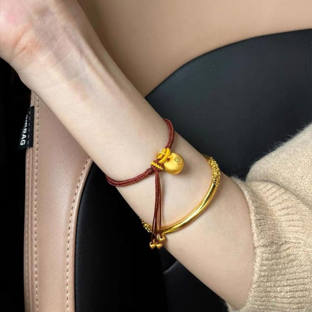 Simple Woven Bracelet New Chinese Style Braided Handstring Fashion FU Bag Pendant Gift