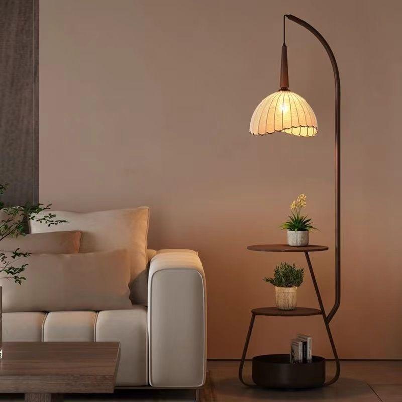 Retro Chinese-Style Floor Lamp: Dual-Use Bedside/Side Table Fishing Lamp for Living Room or Bedroom Ambiance