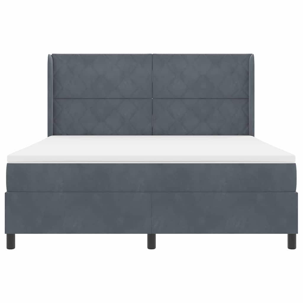 Boxspring Bed with LED Light Strips Dark Gray 180 X 200 Cm Velvet