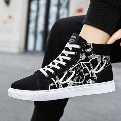 Podzimní pánské vysoké plátěné boty Korejská verze Trend Board Boty Pánské Ležérní trendy boty