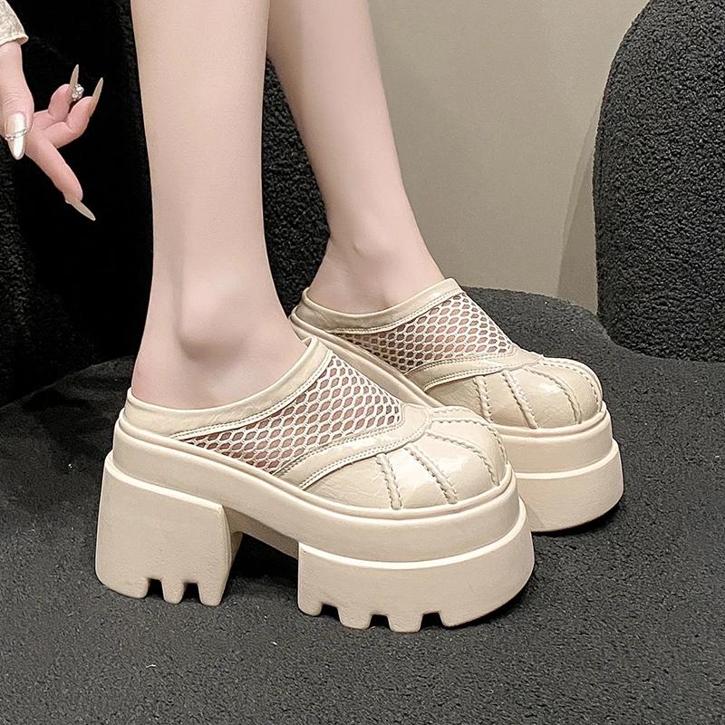 

Fashion 2025 Summer Women s Fashion Outdoor Sandals Thick Platform Elevator new Hollow Mesh Breathable Best Seller Closed Toe Slippers 34