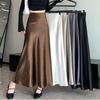 Women's A-line Mermaid Skirt - Spring/Summer 2025 Korean Style Mid-Length Acetate Satin Draped Skirt