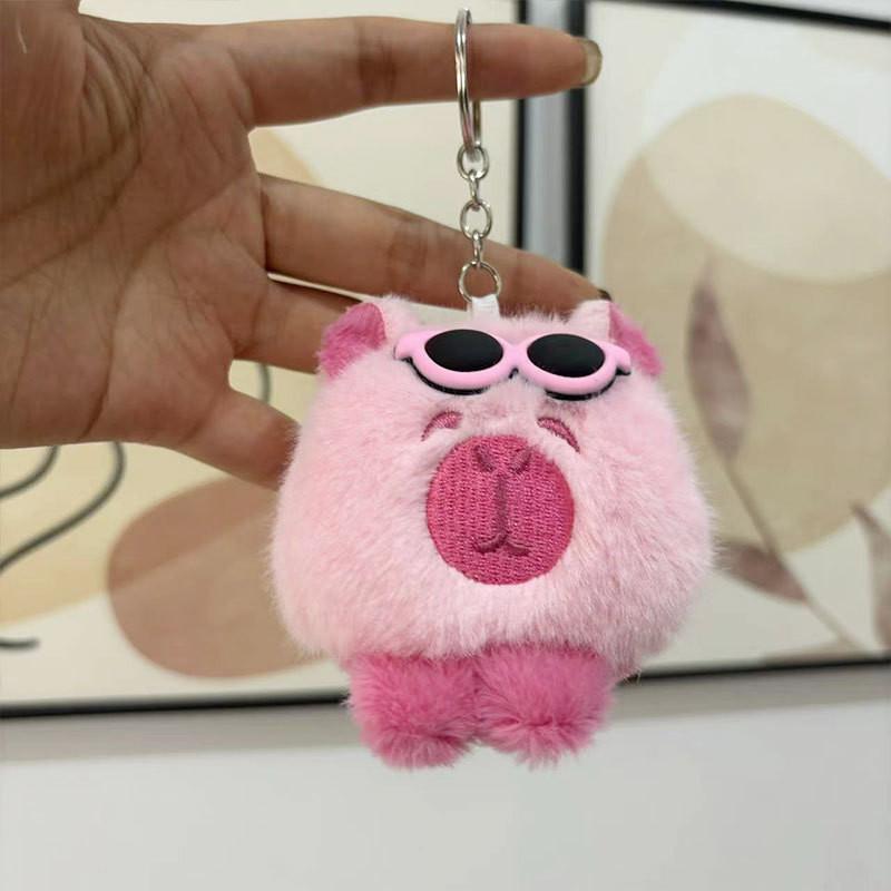 Cute Cartoon Capybara Keychain Plush Toy Bag Decoration Gift Capybara Pink Ring