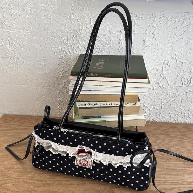Summer New Portable Shoulder Bag High Value Black and White Polka Dot Small Bag Commuter Fashion Bag Women