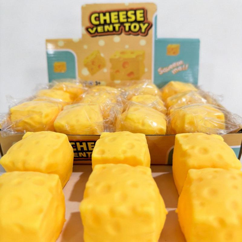 Large Cube Cheese Squeeze Stress Relief Toy - Decompression Artifact