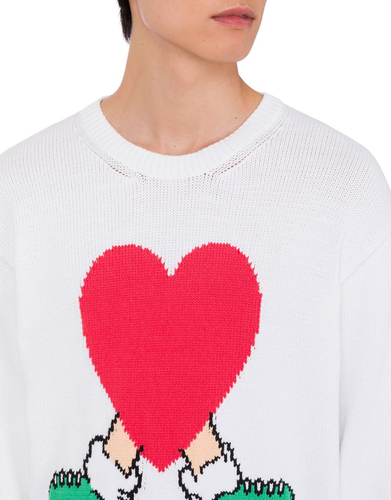 MOSCHINO Heart Graphic Cotton Blend Sweater