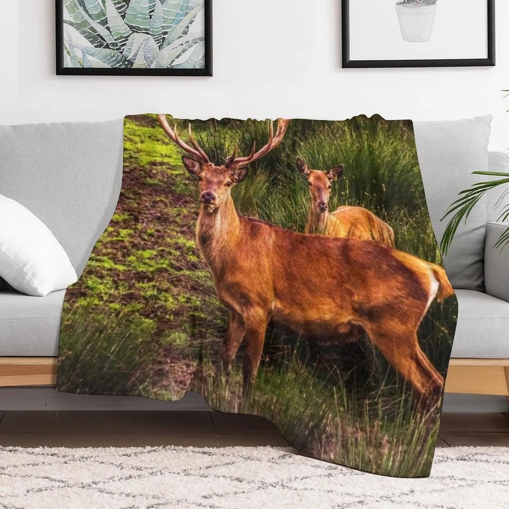 Stag and Doe Throw Blanket Warm Comfortable Blanket for Office Napping